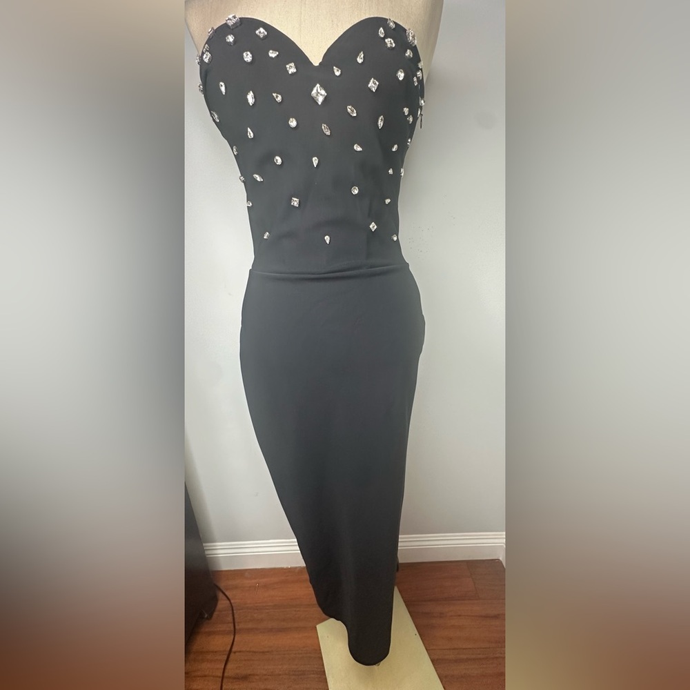 Chiara Boni La Petite Robe Mahta Rhinestone Detail Strapless Cocktail Dress - Picture 5 of 14